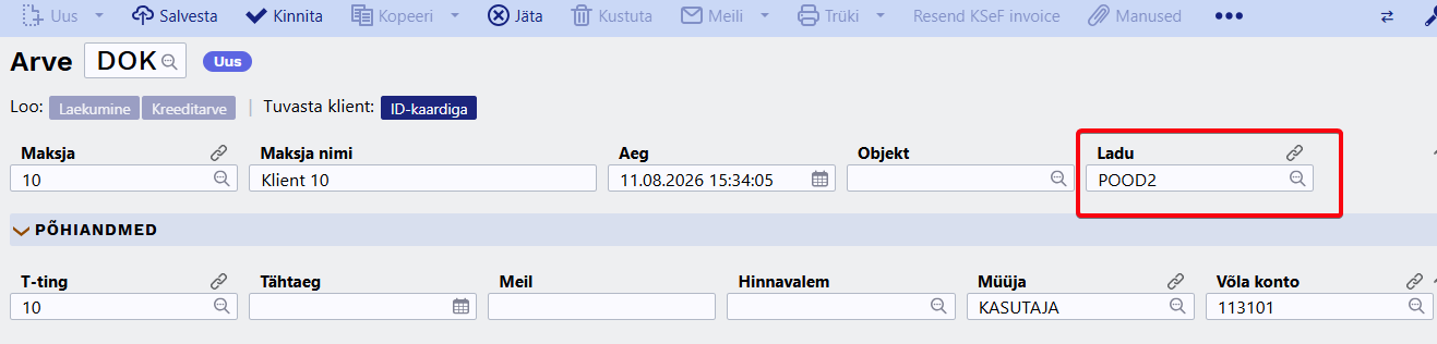 Ladu väli on täidetud pärast nupu Aseta vajutamist Ladu väli on täidetud pärast nupu Aseta vajutamist